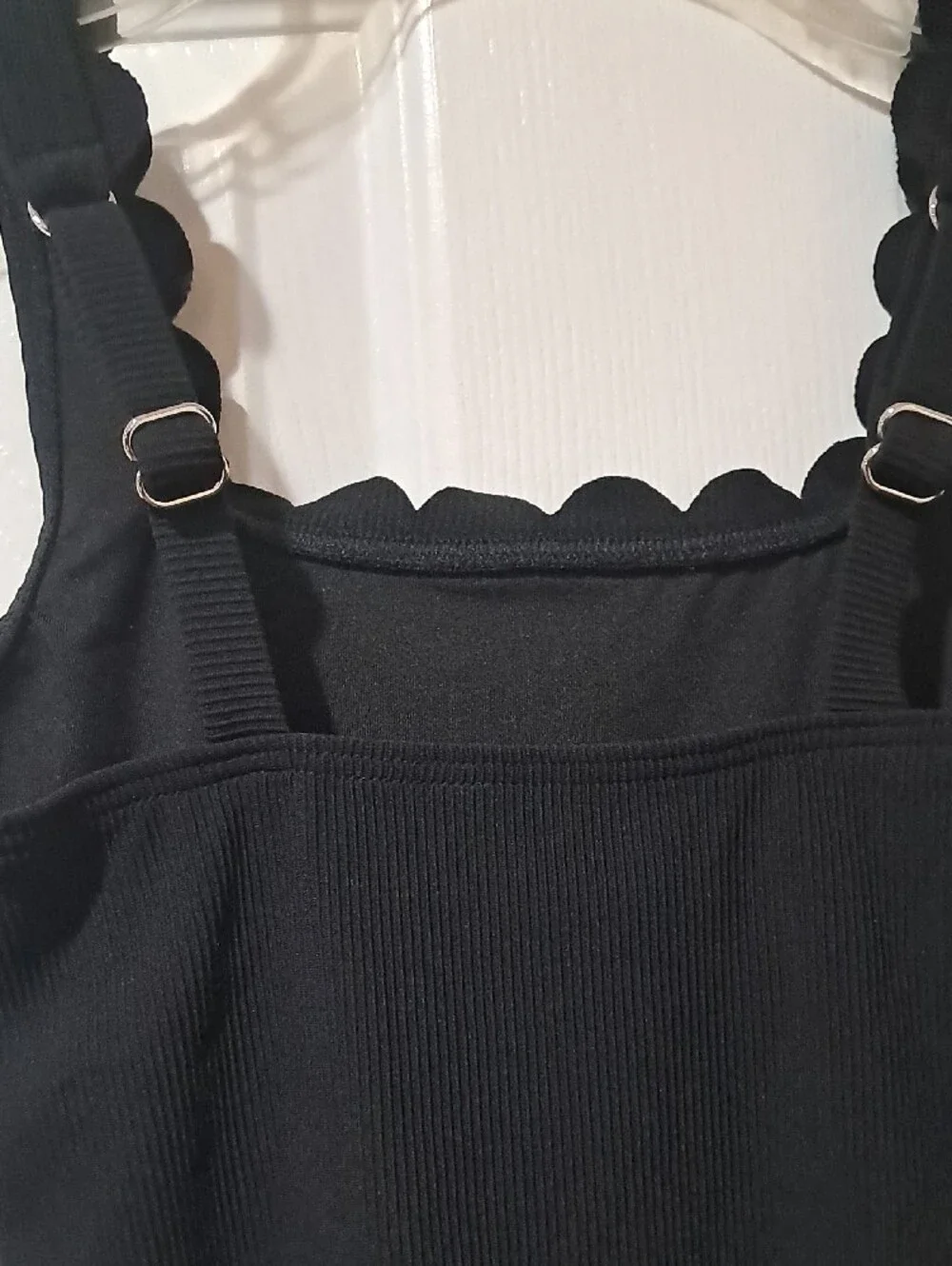 Kids Black Scalloped One-Piece Swimsuit